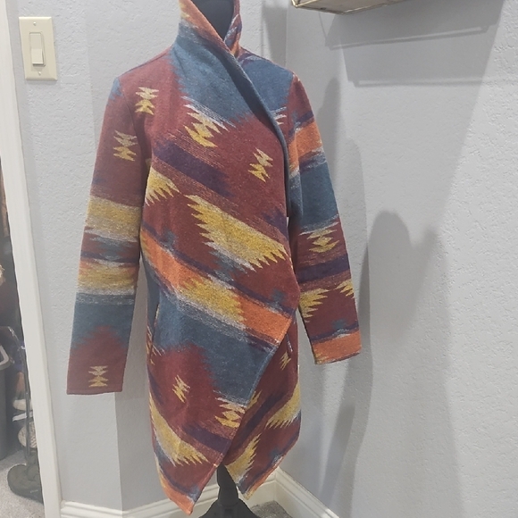 Jackets & Blazers - Colorful Geometric Patterned Coat